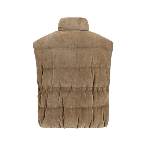 Brunello Cucinelli Beige Viscose Sleeveless Jacket