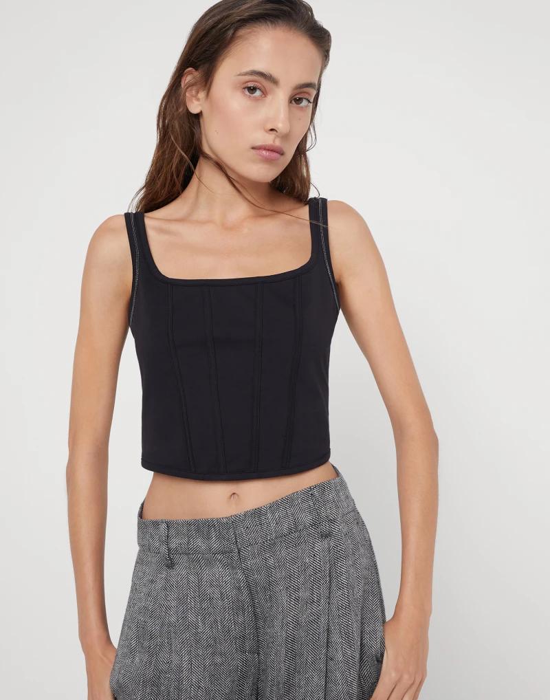 Brunello Cucinelli Black Cotton T-Shirt