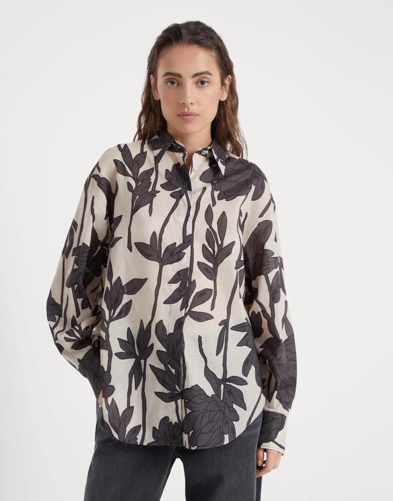 Brunello Cucinelli Bicolor Cotton Pattern Shirt