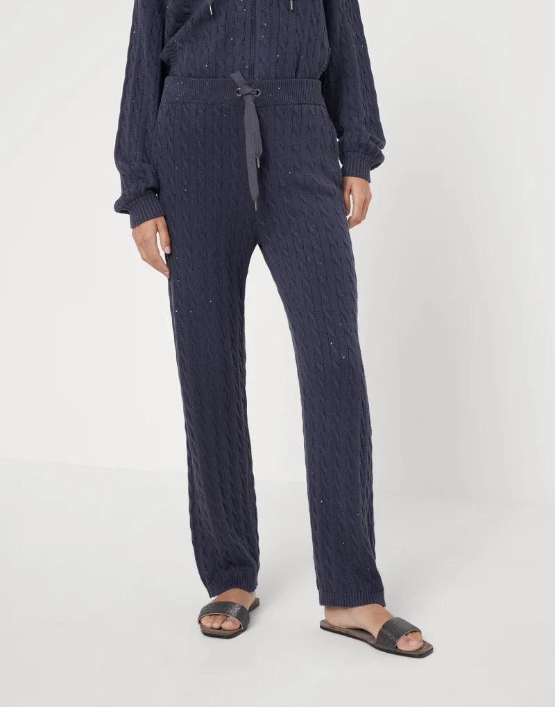 Brunello Cucinelli Blue Cotton Casual Pants