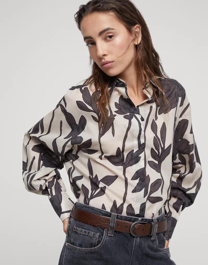 Brunello Cucinelli Bicolor Cotton Pattern Shirt