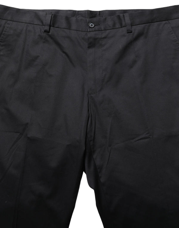 Dolce & Gabbana Black Cotton Tapered Leg Dress Trouser Pants