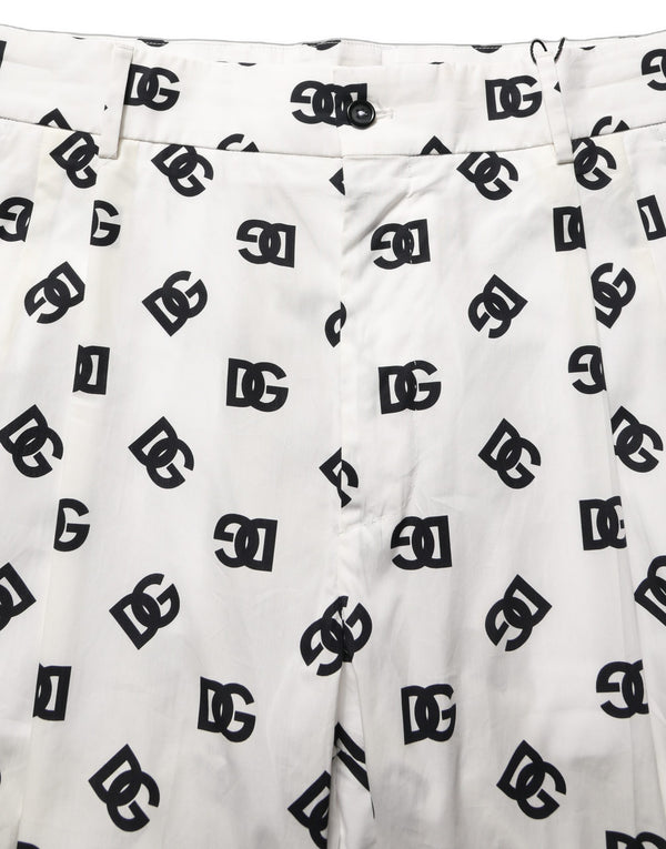 Dolce & Gabbana White Logo Skinny Leg Dress Men Trouser Pants