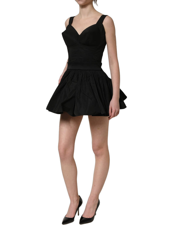 Dolce & Gabbana Black Nylon A-Line Sleeveless Mini Dress