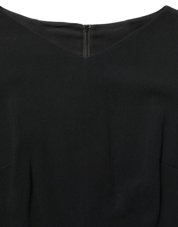 Dolce & Gabbana Black Viscose Short Sleeve A-line Midi Dress