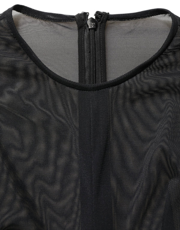 Dolce & Gabbana Black Long Sleeve Sheer Fitted Maxi Dress