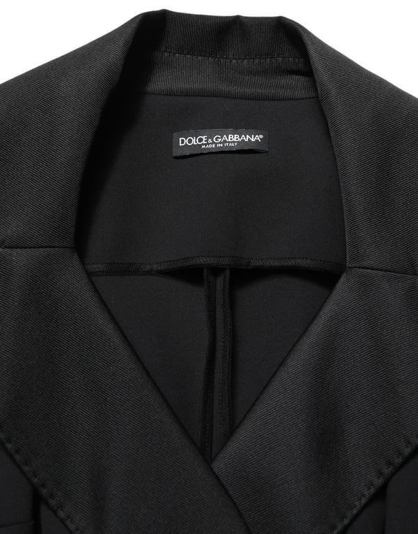 Dolce & Gabbana Black Nylon Double Breasted Coat Jacket