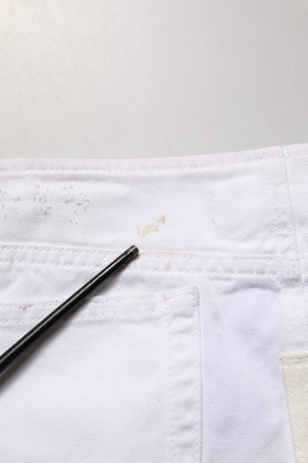 Dolce & Gabbana White Distressed Cotton Denim Mini Skirt