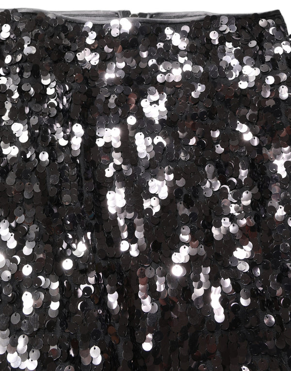 Dolce & Gabbana Brown Sequinned Embellished PencilCut Skirt
