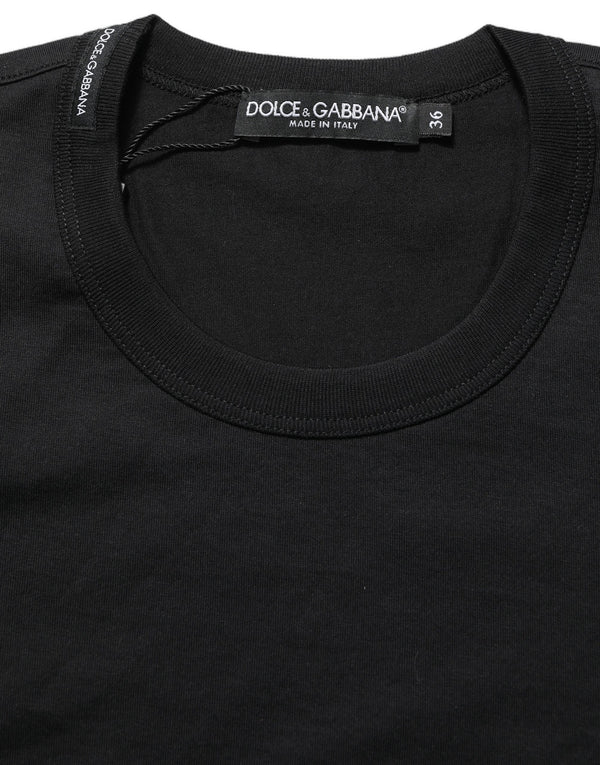 Dolce & Gabbana Black Cotton Short Sleeves Crew Neck T-shirt