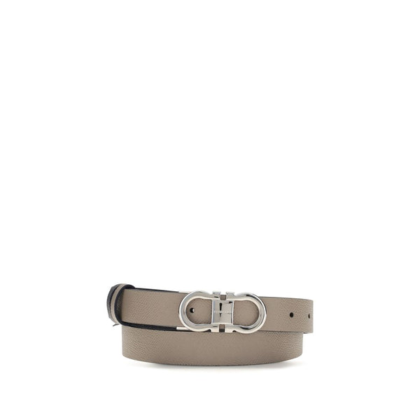 Ferragamo Gray Calf Leather Bos Taurus Regular Belt