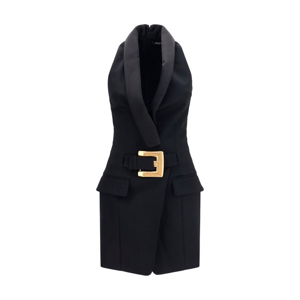 Balmain Black Wool Oves Aries Casual Dress