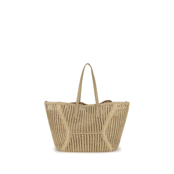 Brunello Cucinelli Beige Raffia Shoulder Bag
