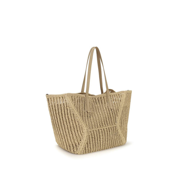 Brunello Cucinelli Beige Raffia Shoulder Bag