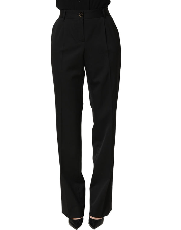 Dolce & Gabbana Black High Waist Straight Dress Trouser Pants