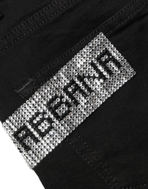 Dolce & Gabbana Black Grace Rhinestone HighWaist Denim Jeans