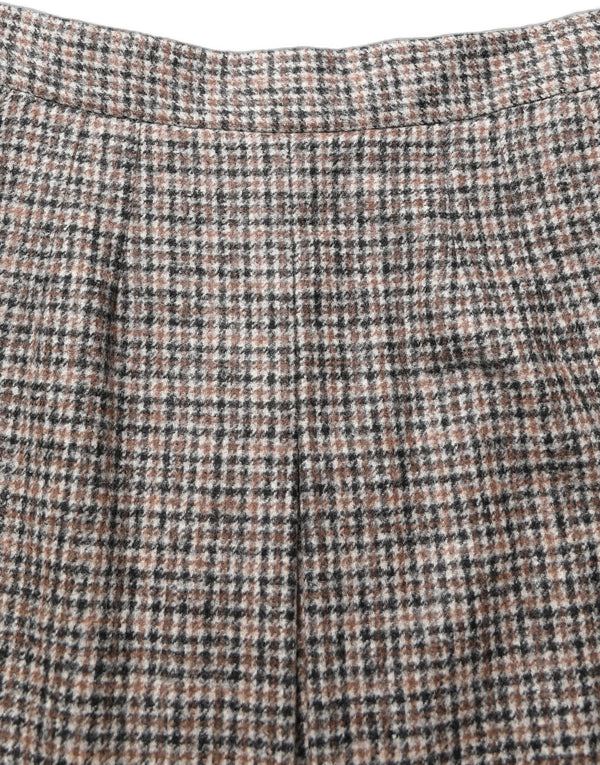 Dolce & Gabbana Brown Tweed High Waist A-line Mini Skirt