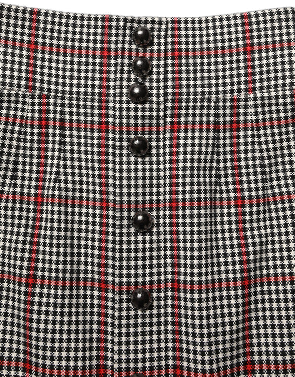 Dolce & Gabbana Gray Checkered High Waist A-line Mini Skirt