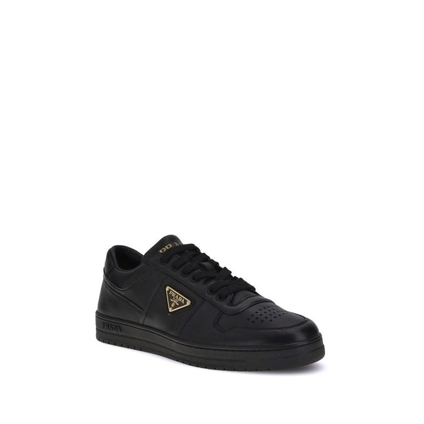 Prada Black Calf Leather Bos Taurus Low Top Sneakers
