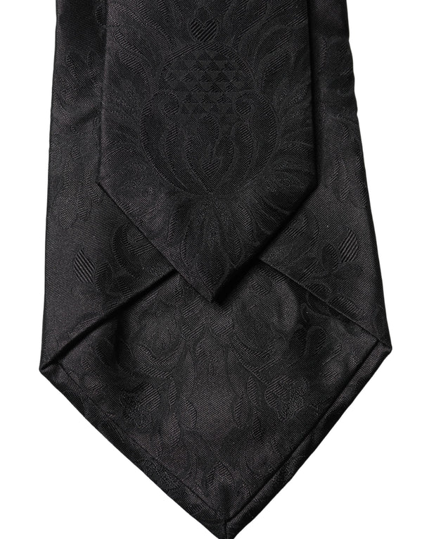 Dolce & Gabbana Black Paisley Woven Silk Adjustable Women Necktie Tie