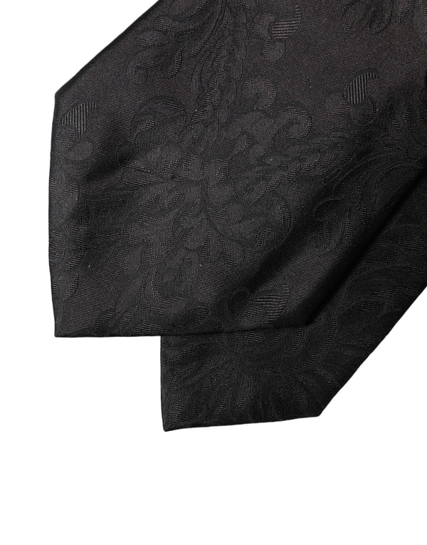 Dolce & Gabbana Black Paisley Woven Silk Adjustable Women Necktie Tie