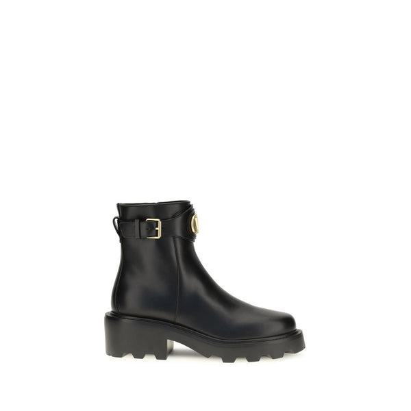 Valentino Garavani Black Calf Leather Bos Taurus Ankle Boots