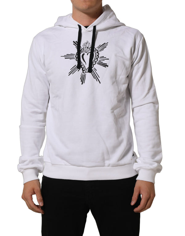 Dolce & Gabbana White Sacred Heart Hooded Sweatshirt Sweater
