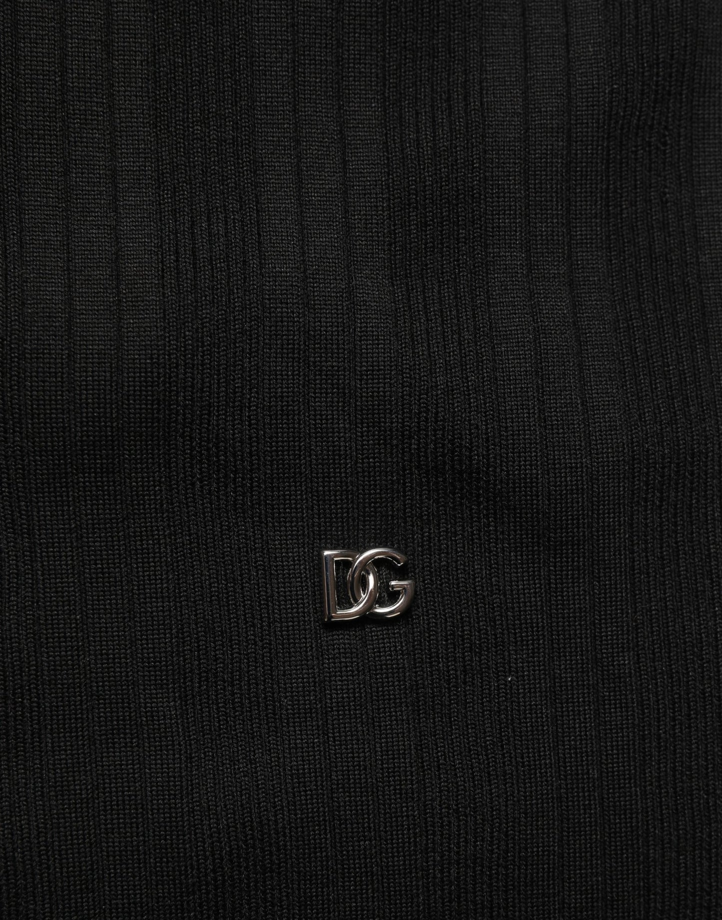 Dolce & Gabbana Black Silk Blend Henley Pullover Men Sweater