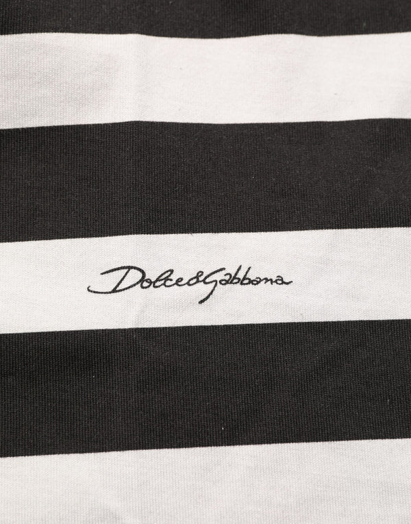 Dolce & Gabbana Black White Stripes Cotton Sleeveless T-shirt
