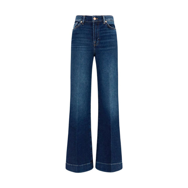 7FOR Blue Cotton Flared Jeans