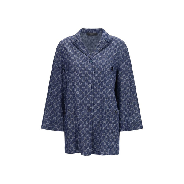 Gucci Blue Cotton Full-Length Jacket