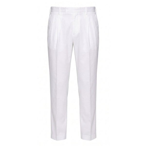 Malo White Cotton Men Pant