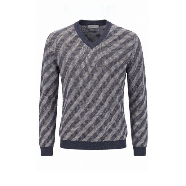 Malo Blue Linen Men Sweater
