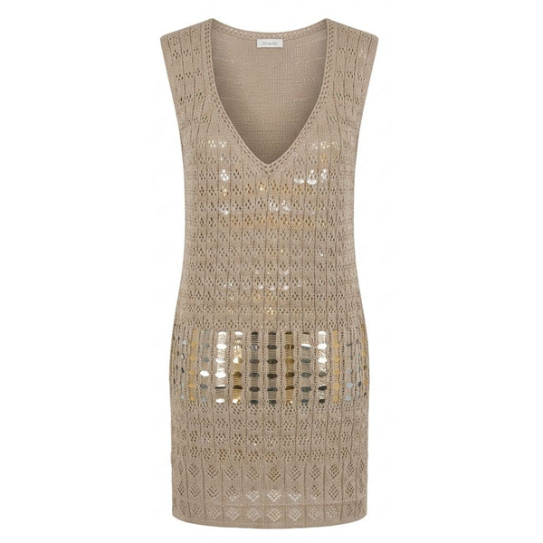Malo Beige Cotton Women Dress