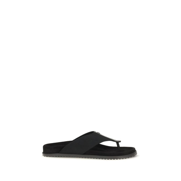 Dolce & Gabbana Black Polyester Flip-Flop Sandals