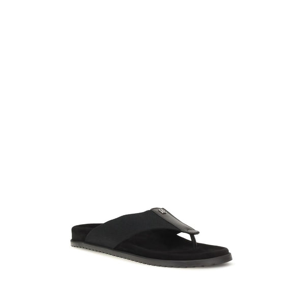 Dolce & Gabbana Black Polyester Flip-Flop Sandals