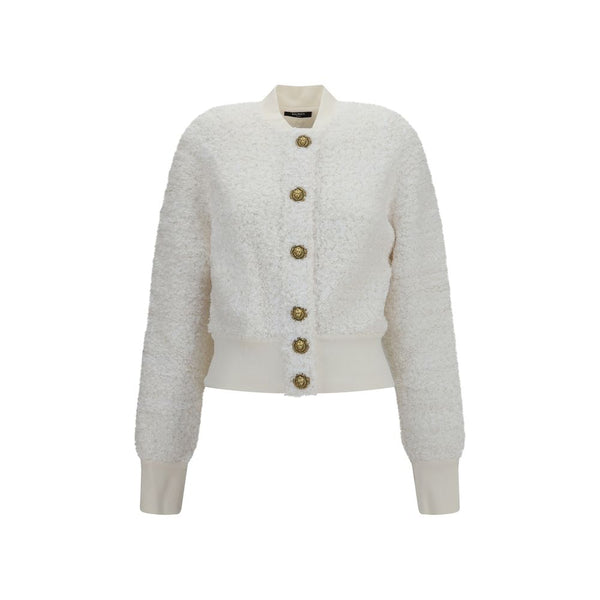 Balmain White Viscose Bomber
