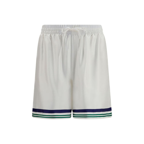 Casablanca White Silk Bermuda Shorts