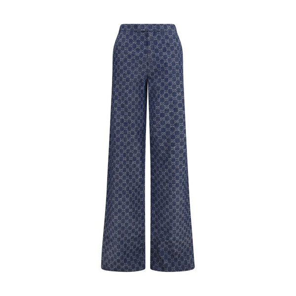 Gucci Blue Cotton Casual Pants