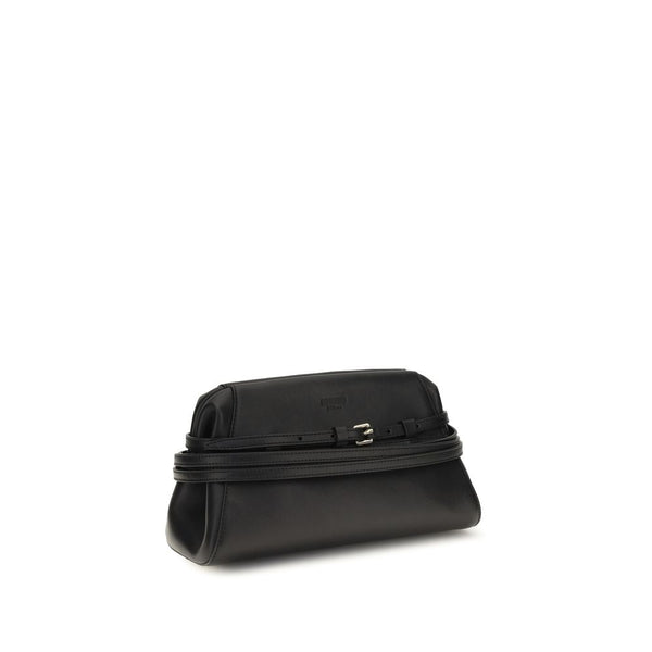 Moschino Black Goatskin Clutch Bag