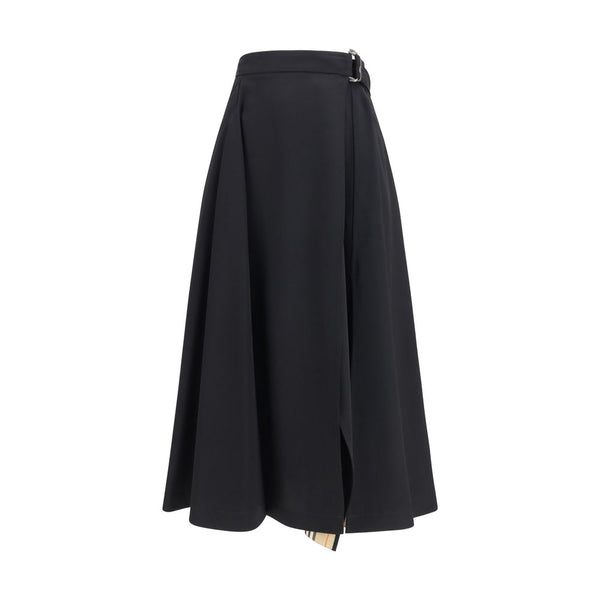 Burberry Black Wool Oves Aries Midi Skirt