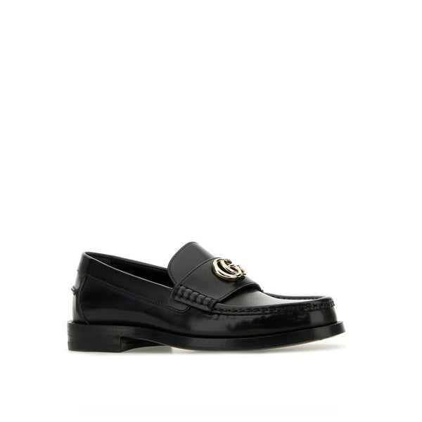 Gucci Black Leather Slip-On Loafers