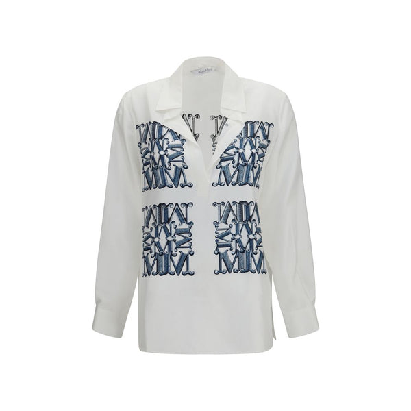 Max Mara White Silk Pattern Shirt