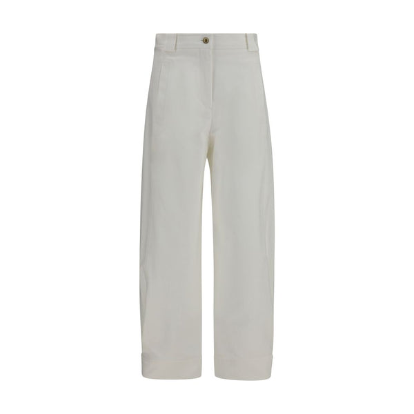 Max Mara White Cotton Cropped Pants