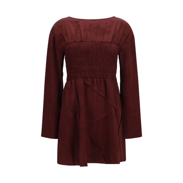 Ganni Bordeaux Acetate Casual Dress