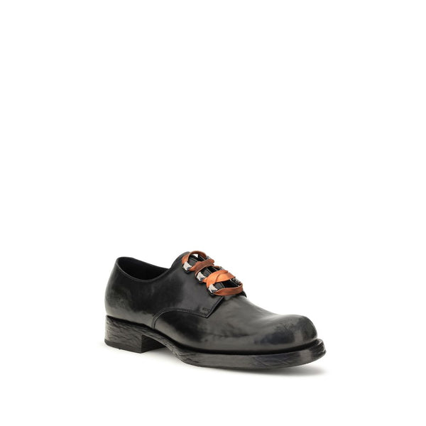 Prada Black Calf Leather Bos Taurus Oxfords And Derbies