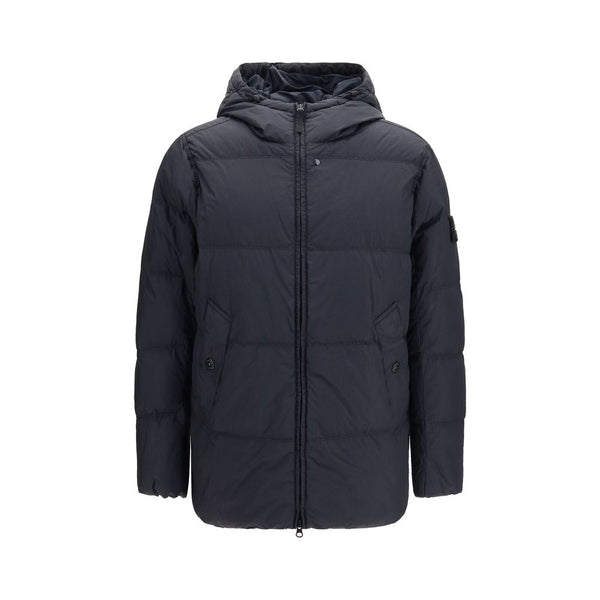 Stone Island Blue Goose Down Full-Length Jacket