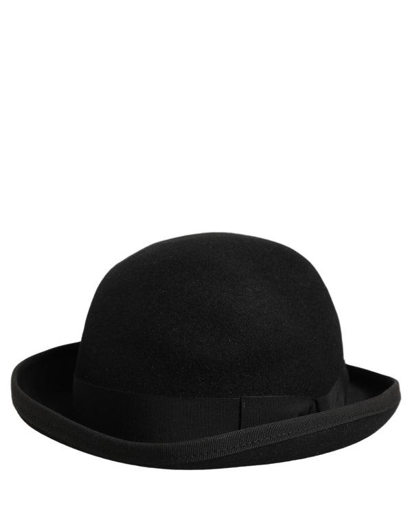Dolce & Gabbana Men Black Rabbit Fur Felt Bowler Capello Hat