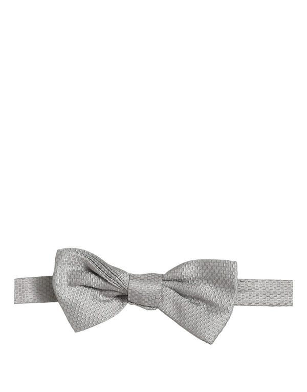 Dolce & Gabbana Men Gray 100% Silk Adjustable Neck Papillon Bow Tie