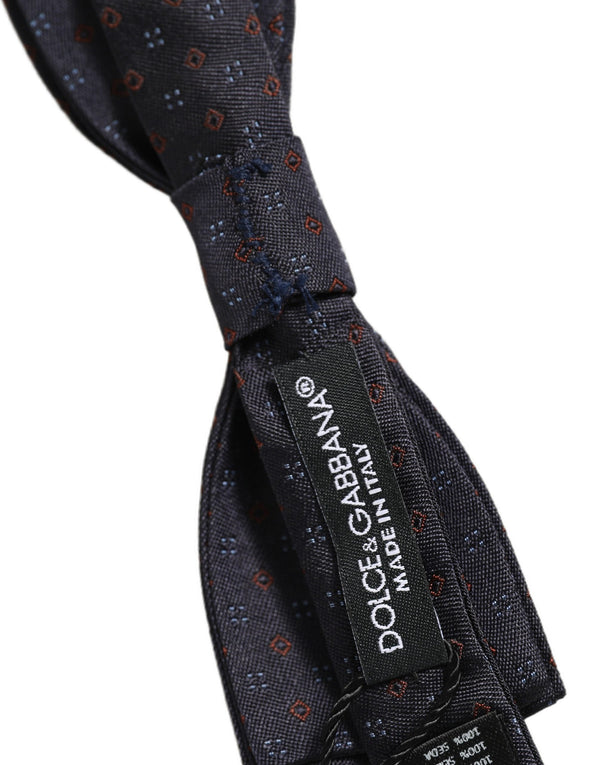 Dolce & Gabbana Dark Blue Diamond Pattern Adjustable Neck Papillon Bow Tie